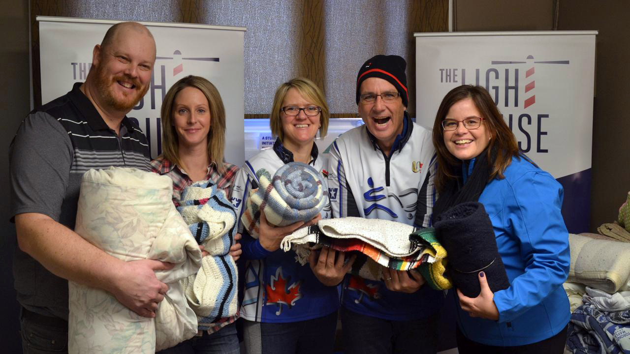 Blankets were presented by David and Michelle to Linda Goodall of Lighthouse