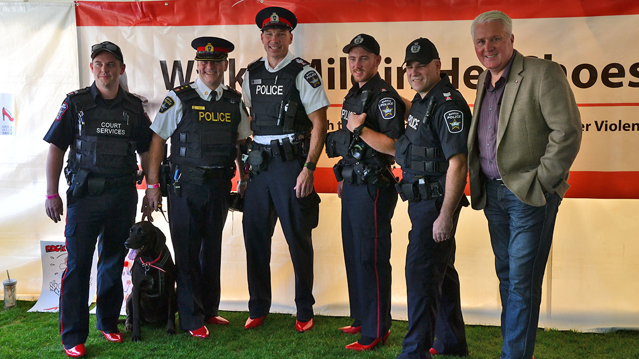 This year the Barrie Police were out in force, seen here with MP John Brassard.